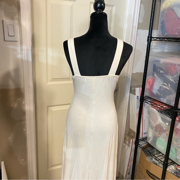 Coco Floor length Dress Women Large Beige white Sleeveless stretch summer dress - Picture 7 of 12